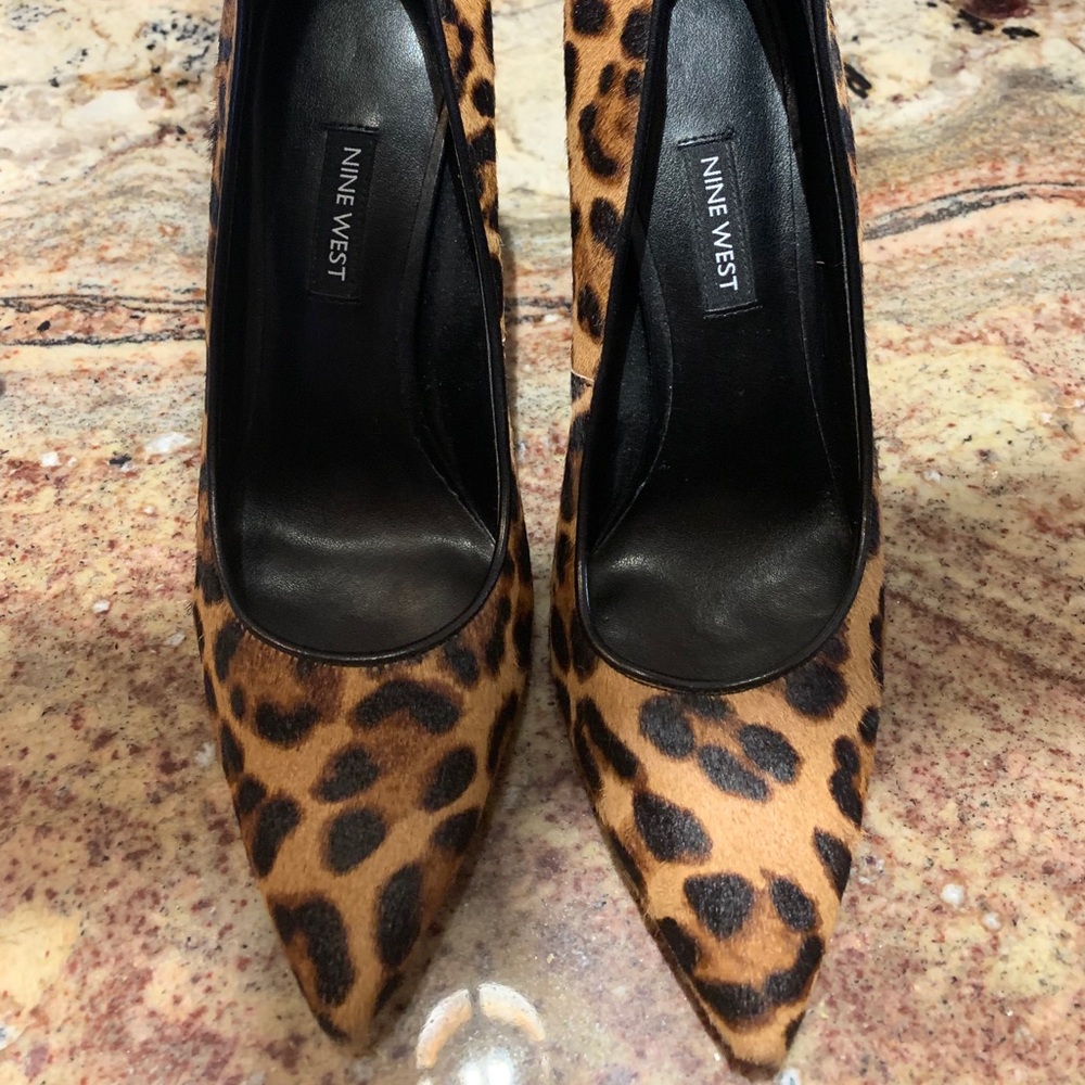 Nine West leopard heels (faux fur)